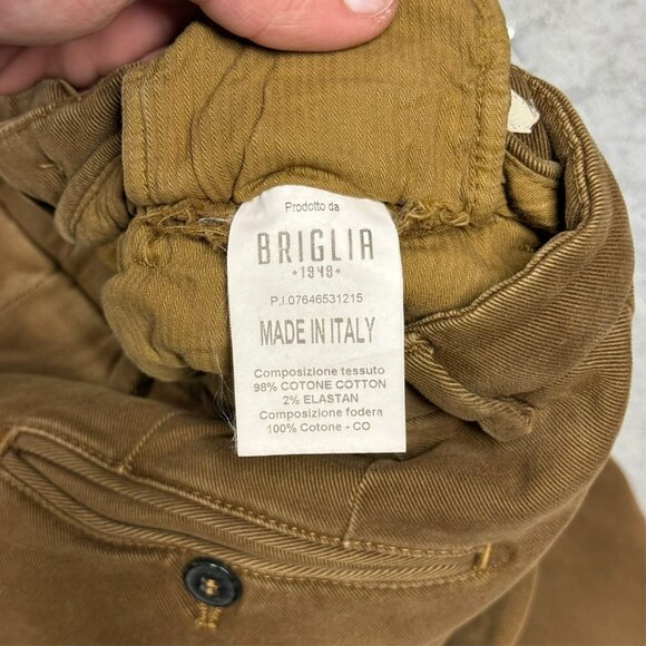 Briglia Easy Fit Corduroy Pants Brown Stretch Cotton Trousers Italy 30x33 - Picture 7 of 11